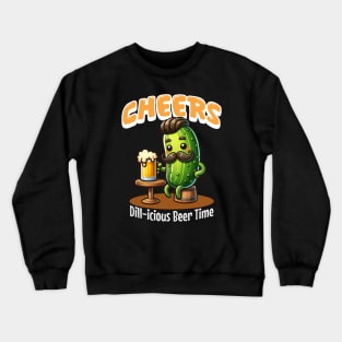 Funny Pickle Drinking Beer Crewneck Sweatshirt